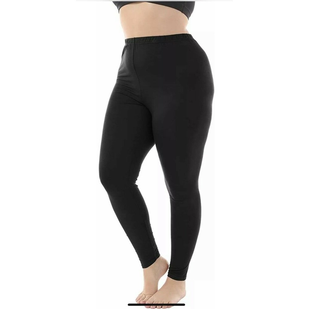 Zerdocean Women's Plus Size Modal Lightweight Full Length Leggings 4X Black NWT‎